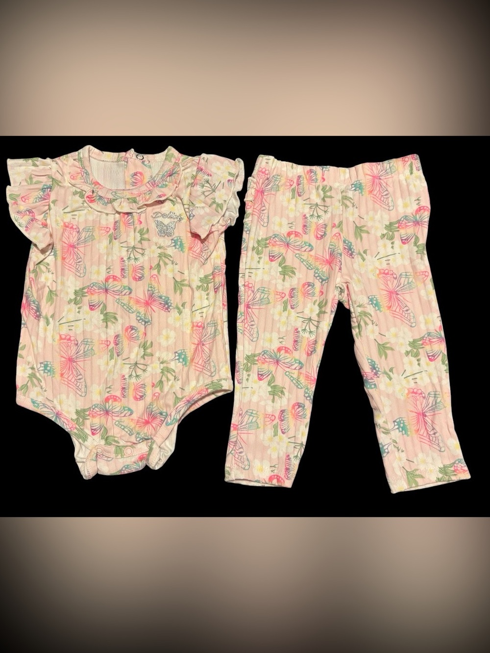 dELiA*s Pink Floral Butterfly Ruffled Baby Matching Set